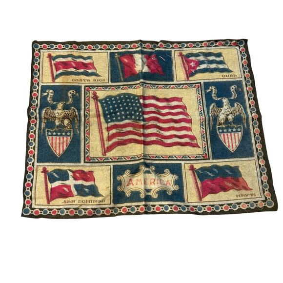 Antique Patriotic Cigar Felt Flag America Cuba Hawaii San Domingo 1910s - Picture 1 of 3